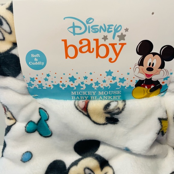 Disney Baby Soft & Cuddly Mickey Mouse Faces Stars White Baby Blanket 30" x 40" - Picture 2 of 12